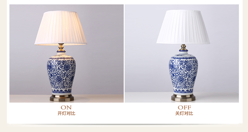 Chinese Blue and White Porcelain Desk Lamps Modern Dimmable China Flower Reading lamp Home Indoor Bedroom Living Room Bed Side Table Light