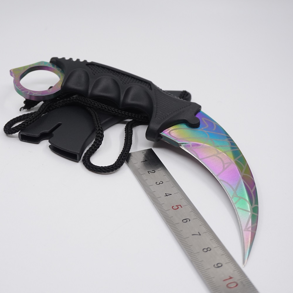 

Counter Strike CS GO Karambit Knife Survival Knives Csgo Fixed Blade Color Titanium Skin Outdoor Training Rescue Knife Camping EDC Tools