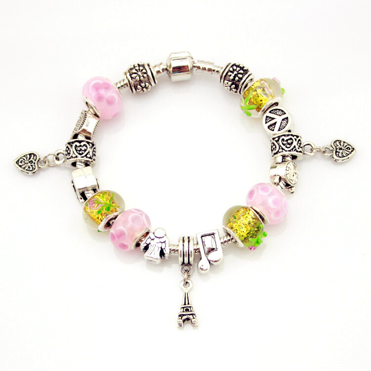 European Original 925 Tibet Silver Crystal Charm Bracelet Bangle for Women DIY Pandora Murano Glass Bead Bracelet Jewelry Pulseras Gift, Golden;silver
European Original 925 Tibet Silver Crystal Charm Bracelet Bangle for Women DIY Pandora Murano Glass Bead Bracelet Jewelry Pulseras Gift, Golden;silver