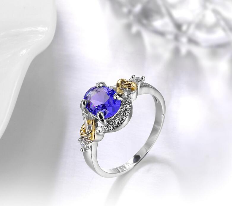 Exquisite White Gold Filled Gemstone Ring: Sapphire, Emerald, Aquamarine