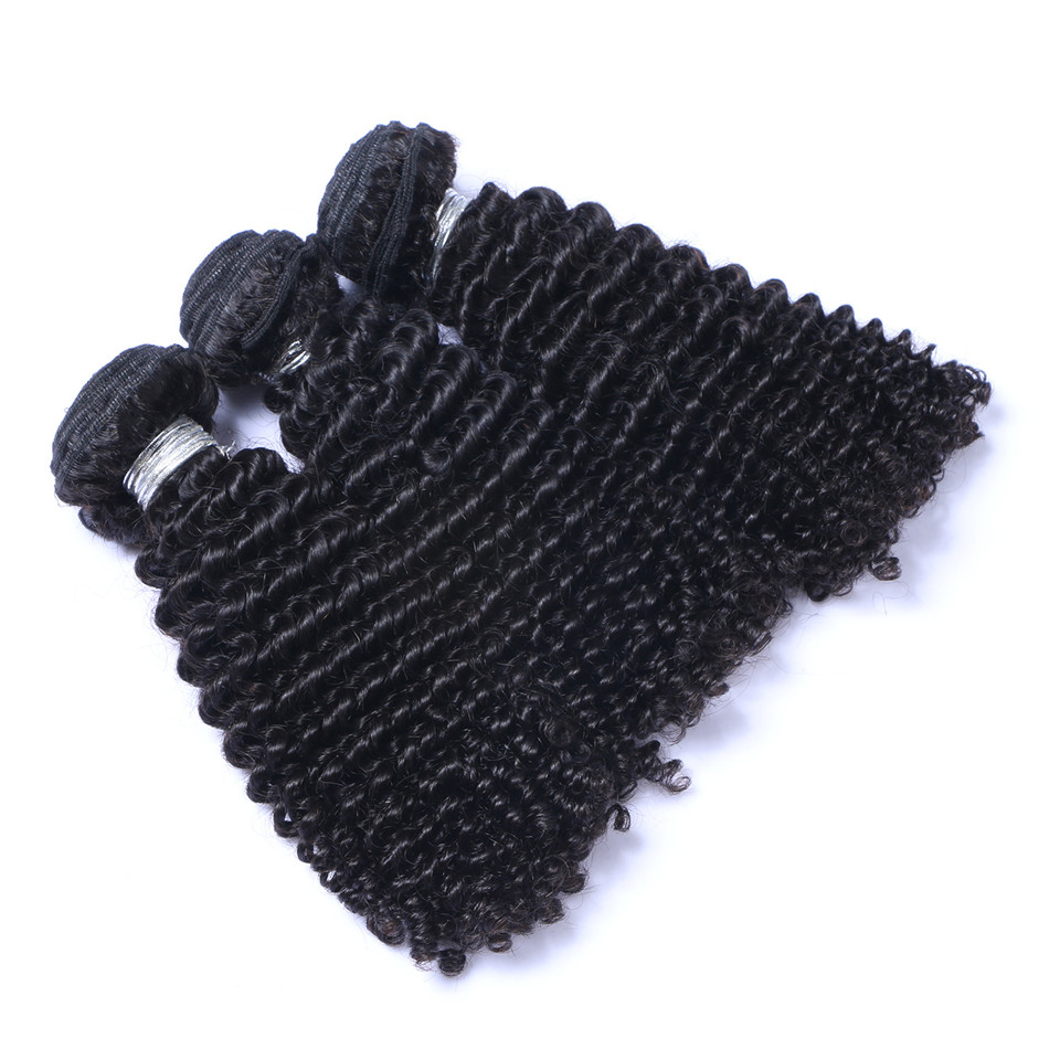 Unprocessed Brazilian Peruvian Indian Malaysiay Human Remy Virgin Hair Kinky Curly Weft Hair Weave Hair Extensions Natural Color 3pcs