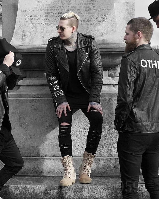 Wholesale-New hip hop youth fashion trends mens designer clothes 30-36 black stretch rockstar moto rock skinny distressed ripped jeans