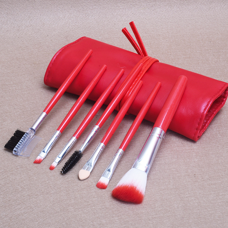 Professional 7 pcs paintbrushes of Makeup Brushes Set tools Make-up Toiletry Kit Wool Brand Make Up Brush Set Case ZA2017