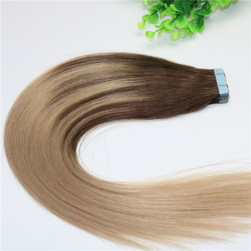 #4 #18Skin Weft Tape In Human Hair Extensions PU Tape Hair 40pcs 100gram Balayage Ombre Hair Color Ash Blonde Highlights