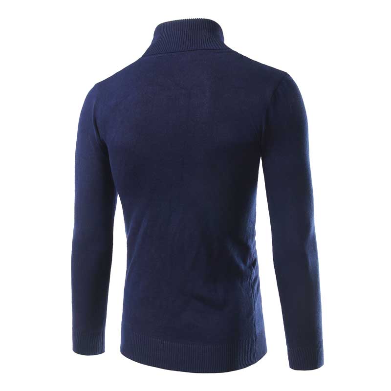 Wholesale- Mens Turtleneck Sweater Pullover New Autumn Winter Slim Fit Solid Color Knitted Jersey Hombre Sweater Men High Collar Jumpers