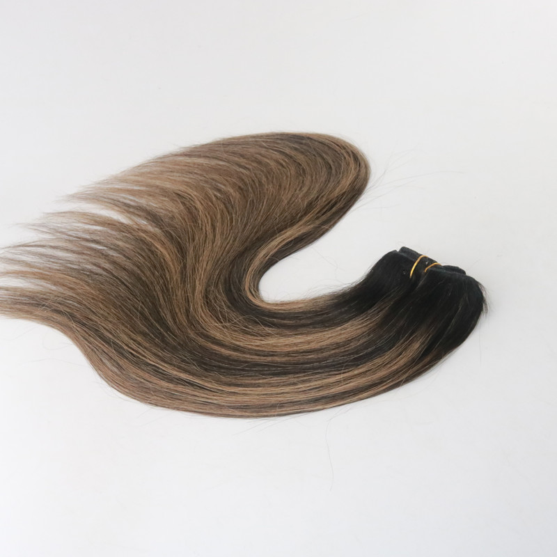 Balayage Color T1B/6 Best Selling Virgin Hair Straight Human Hair Clip in Hair Extension 100G Per Bundle