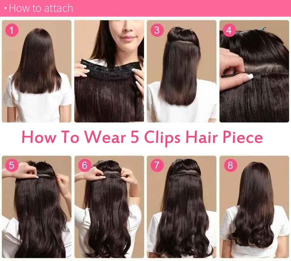 16"-28" 100g One Piece Set100% Brazilian Remy Clip-in Human Hair Extensions 5 Clips Natural Straight