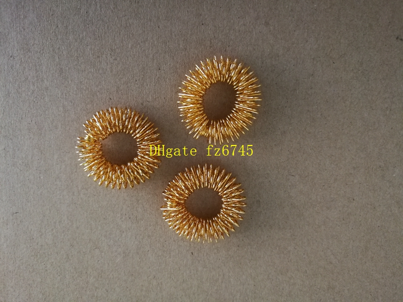 50pcs/lot Free Shipping Hot selling Finger Massage Ring Acupuncture Ring Health Care Body Massager gold and silve colors