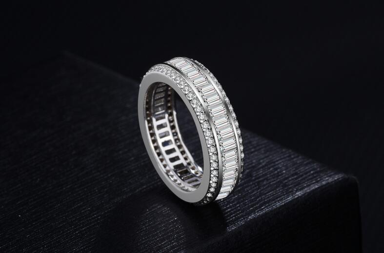 Sterg Sier 3 Rows White Topaz CZ Dia Wedding Band Ring for Women - Lover's Gift c96b
