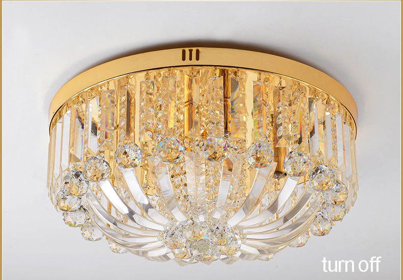 LED Modern Crystal Chandeliers Ceiling Lamps Golden Crystal Hanging Lights Fixture Home Indoor Chandelier Lighting AC 110V 220V D50cm H26cm