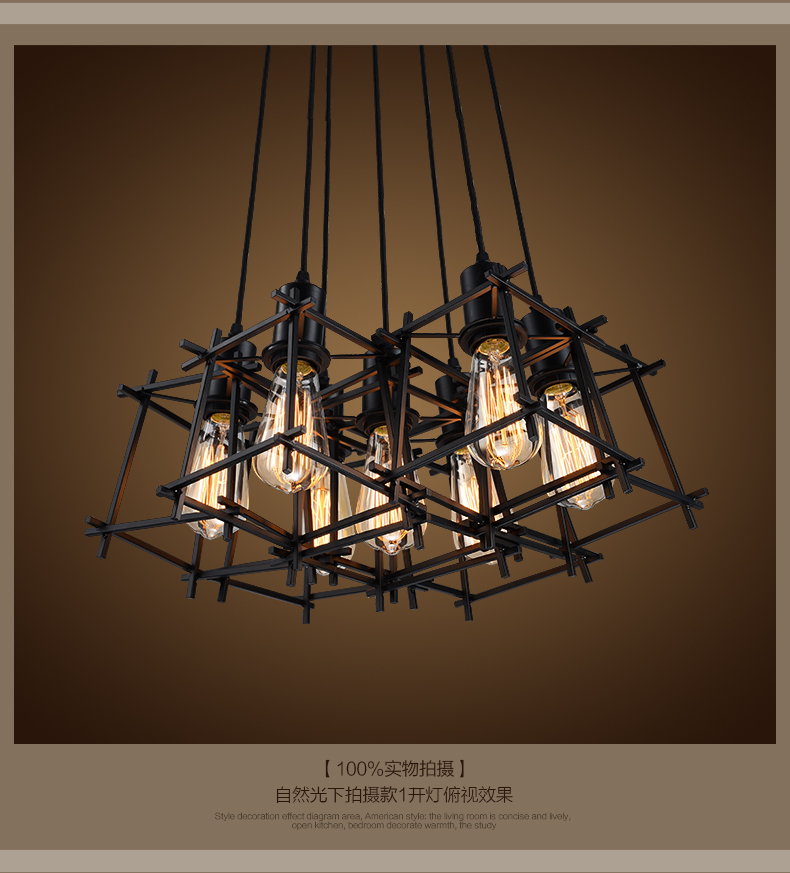 Vintage Hanging Pendant Lights Fixture Black Metal Pendant Lamps Home Indoor Lighting American Industrial Retro Droplight European Luminaire
