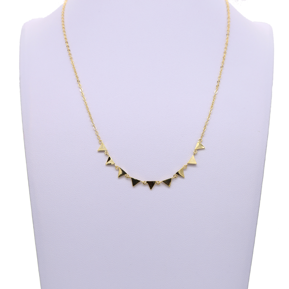 wholesale gold plated jewelry triangle charm 415cm simple delicate chain women geometric fashion necklace