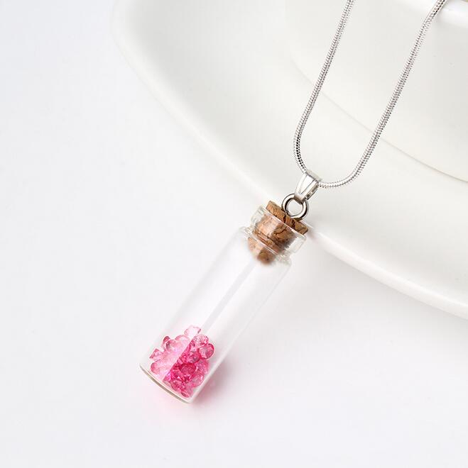 Brand new Handmade diy Wishing Bottle Pendant Necklace Harajuku Girl Colorful Bracelet WFN301 (with chain) mix order 20 pieces a lot