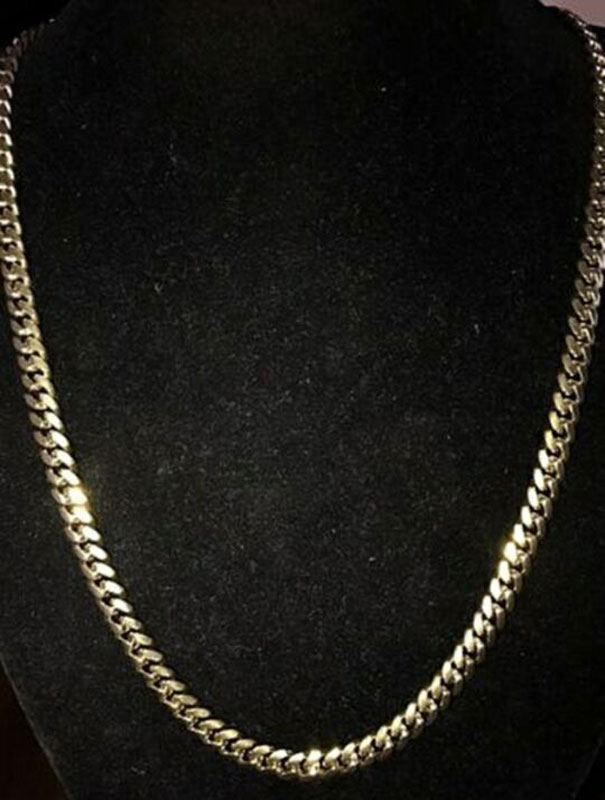 Mens Gold Tone 316L Stainless Steel Necklace Curb Cuban k Chain with Dias Clasp Lock 8mm/10mm/12mm/14mm/16mm/18m