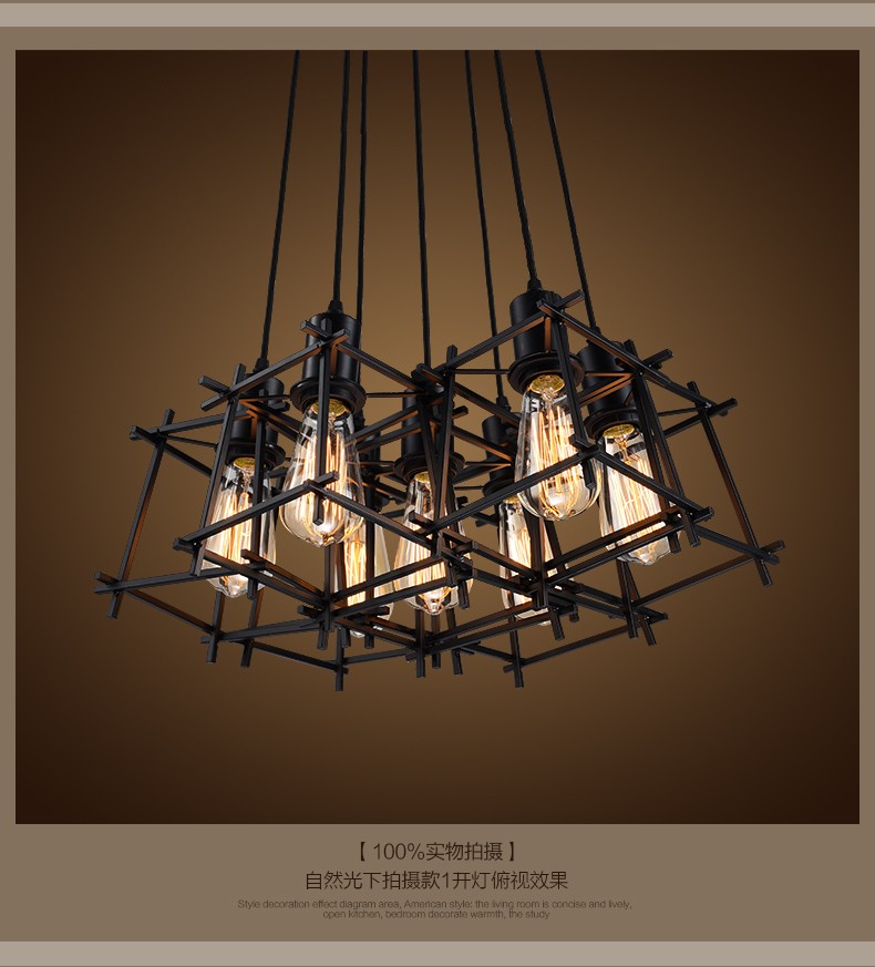 Vintage Hanging Pendant Lights Fixture Black Metal Pendant Lamps Home Indoor Lighting American Industrial Retro Droplight European Luminaire