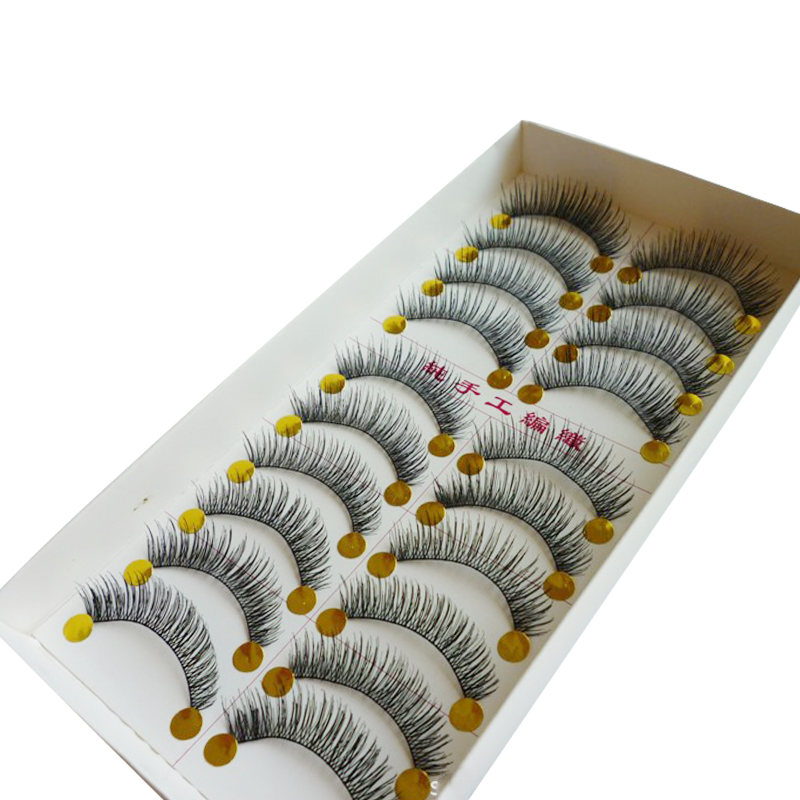 Hot! Handmade Natural False Eyelashes Cotton Thick Eyelashes Terrier E-5 Natural Bare Makeup Cross Thick False Eyelashes