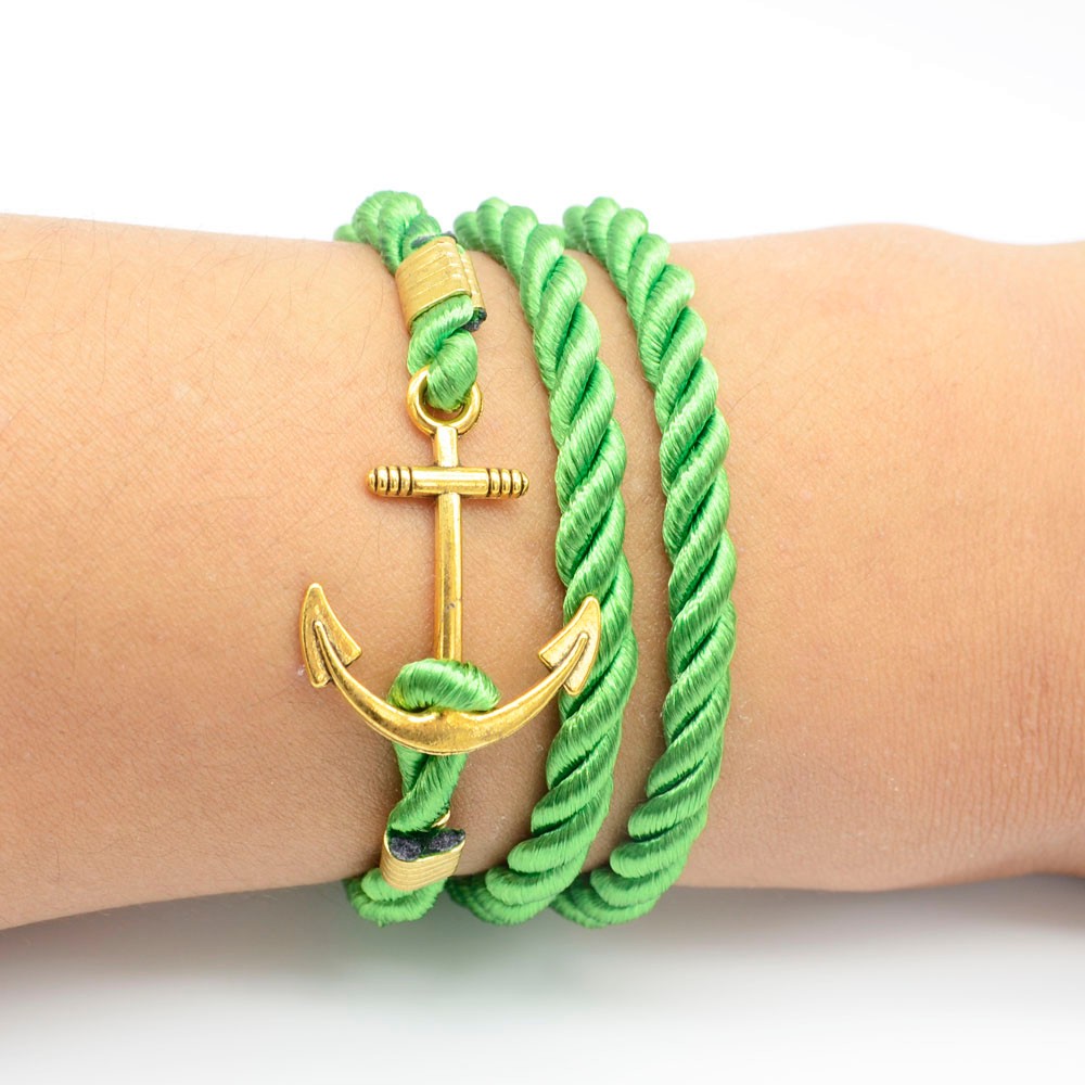 Wholesale-2016 Navy DIY wind anchor ancient bracelet tom hope gold -plated wound multilayer woven leather bracelets for women men jewelry
