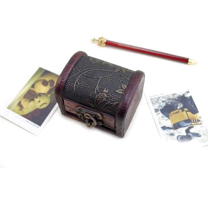 Vintage Jewelry Box Organizer Storage Case Mini Wood Flower Pattern Metal Container Handmade Wooden Small Boxes