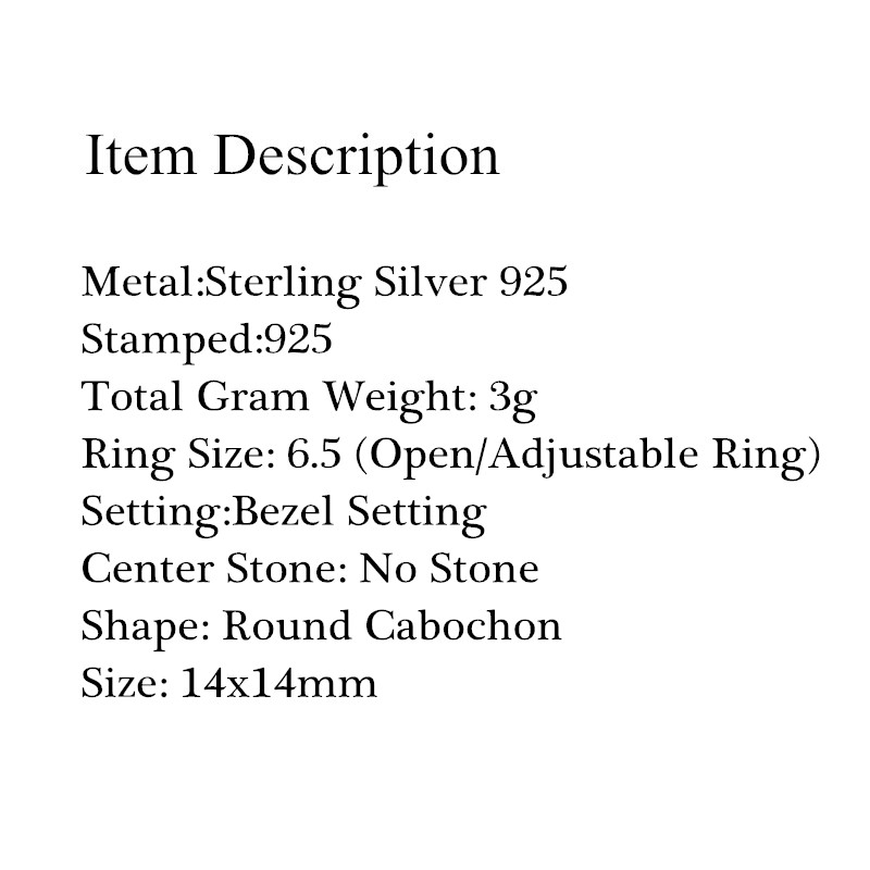 Fine Silver 925 Sterling Silver Engaement Wedding Ring Setting for women Jewelry Opal Agate Amber Semi Mount Ring