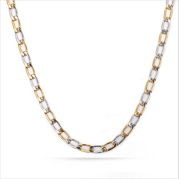 Silver&Gold Color Link Chain Necklace for Men Jewelry Stainless Steel Necklace Jewelry 46CM in Length 4.5mm Width NC-035