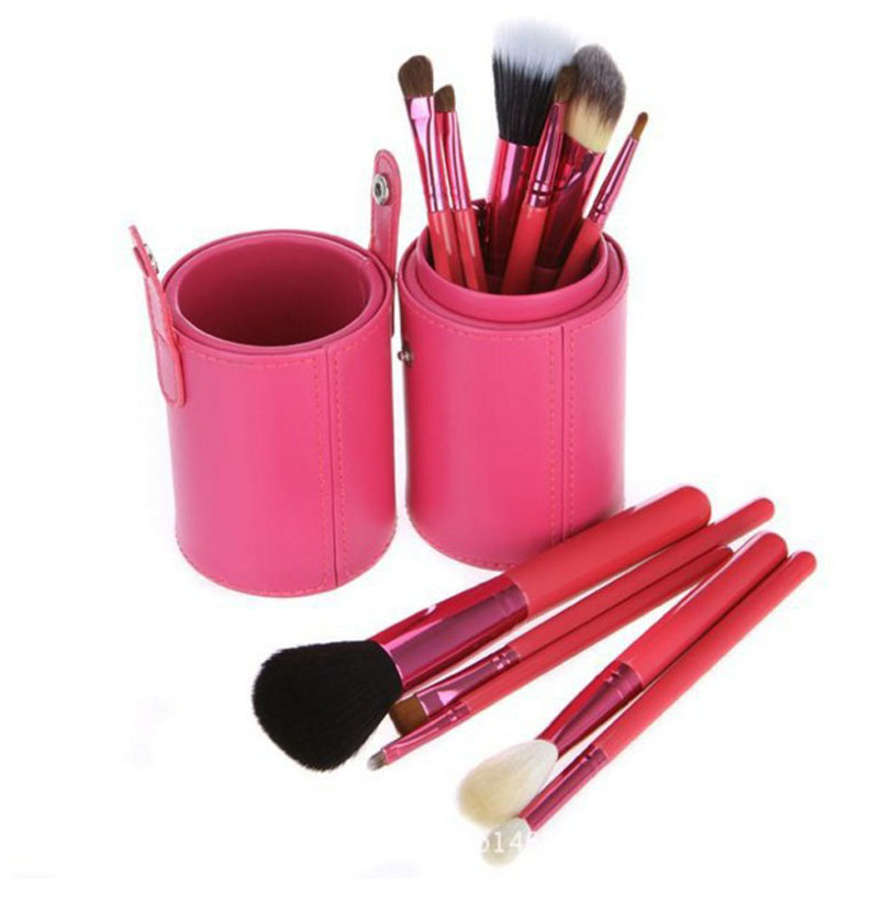 12pcs/lot Makeup Tools Brushes Fashional Cosmetic Brush set kits Tool 5 Colors Facial Make up brushes with Cup Holder Case ZA2032