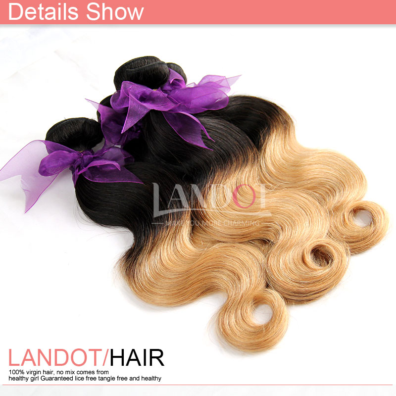 Ombre Peruvian Hair Weave Bundles Two Toned Ombre 1B/27# Honey Blonde Ombre Peruvian Body Wave Wavy Human Hair Extensions 3 Bundles Lot