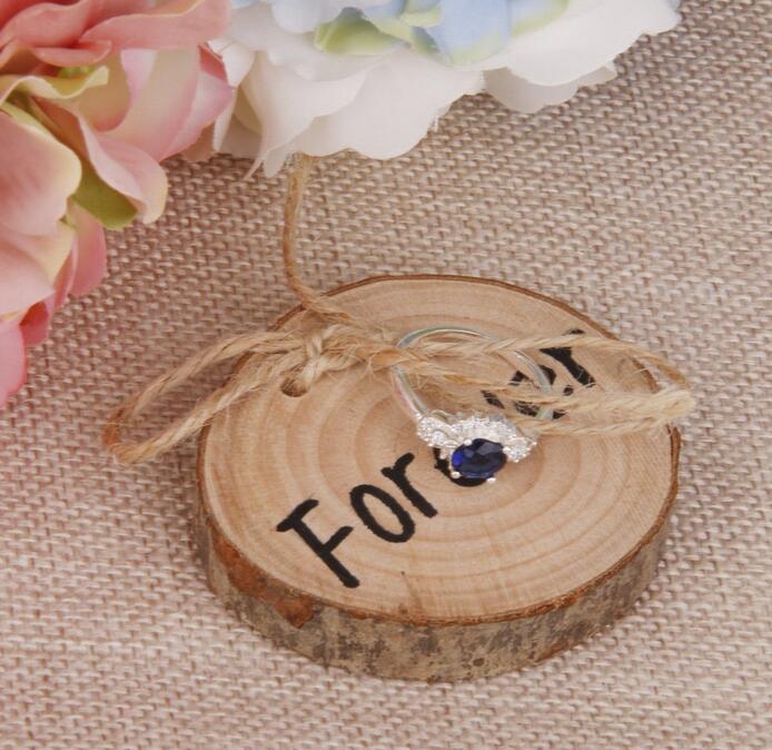 Ring pillows Wedding Ring Bearer Slice Rustic Wooden Ring Holder Wedding supplies with Burlap Creative Retro Wedding Decoration WT40