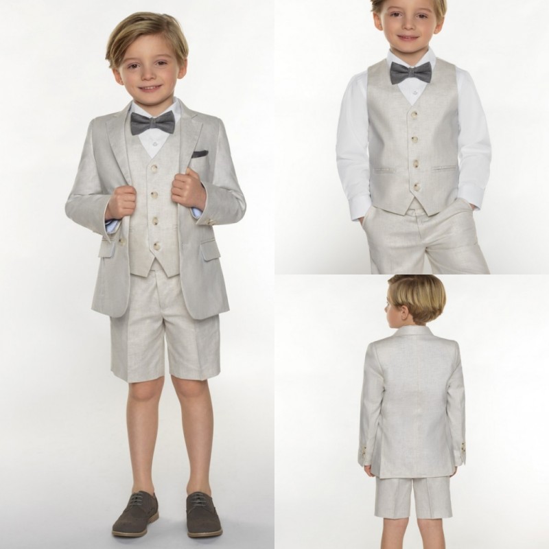 Handsome Three Pieces Of Boys Suits With Jacket+Vest+Pants Polyester Formal Wear High Quality Gentleman Custom Made Kids Tuxedos Suits