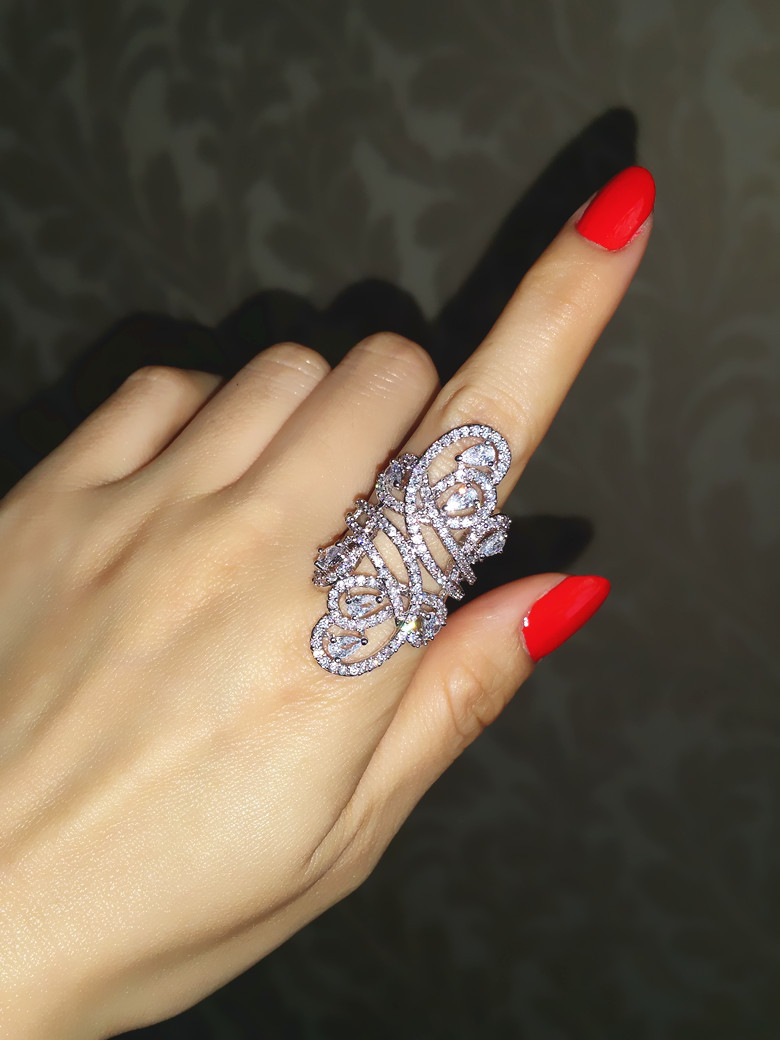 2017 New Arrival Hot Sale Fashion Jewelry 925 Sterling Silver White Topaz Simulated Diamond Gemstones Heart Cut Wide Ring for Women SZ5-11