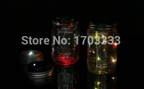 Color changing Silver Solar-powered Mason Jar Lids light up any mason jar (not include jar) DHL Fedex Free shipping