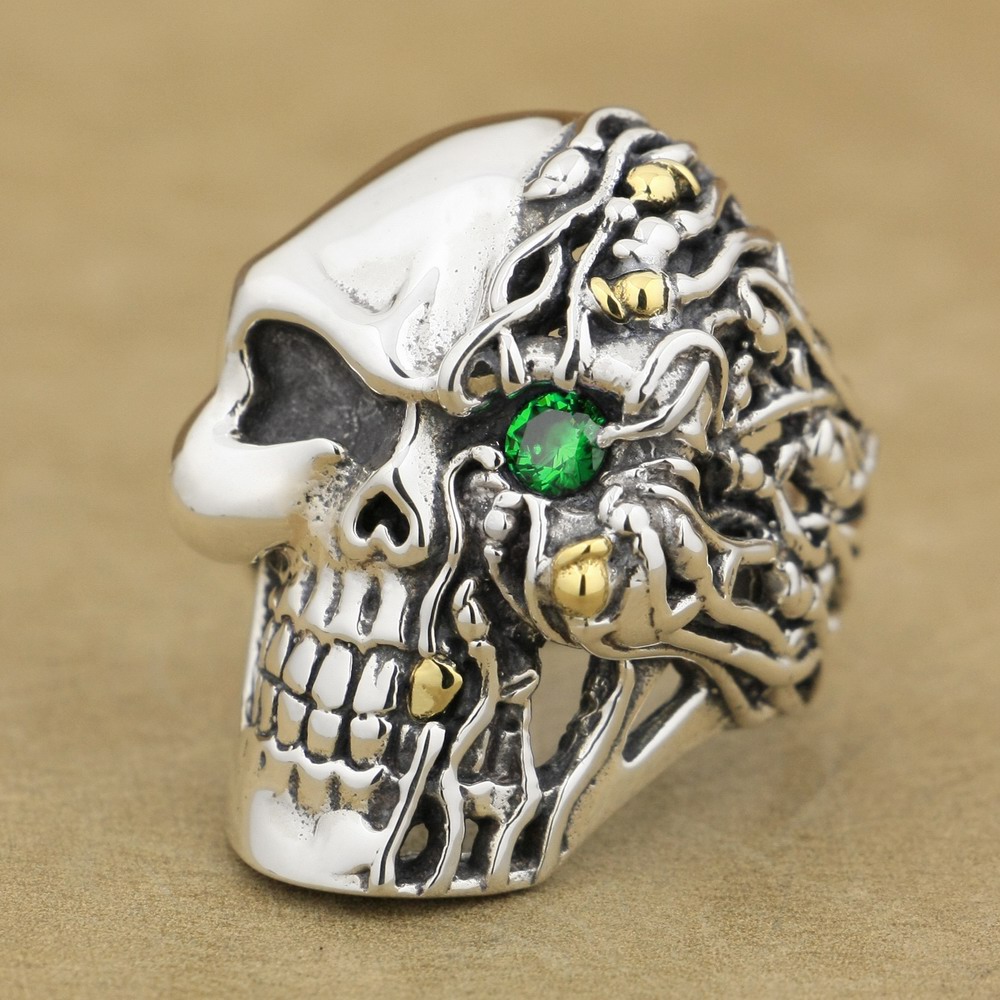 LINSION Green CZ Eye 925 Sterling Silver Skull Ring Mens Biker Rocker Punk Style 8V306 US Size 7~15
LINSION Green CZ Eye 925 Sterling Silver Skull Ring Mens Biker Rocker Punk Style 8V306 US Size 7~15