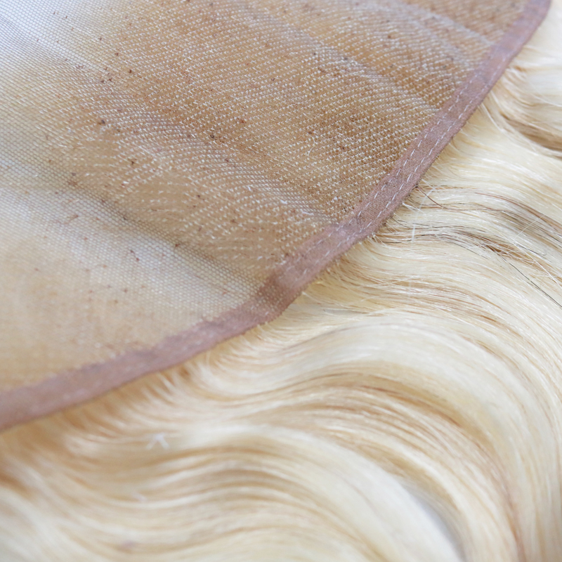 Hot Sell 613 Full Blonde Brazilian Remy Human Hair Lace Frontal Closure Free Part Body Wave 13x4 Bleached Knots Baby Hair