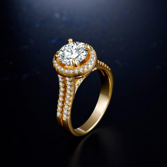 Size 5-11 New Brand Desgin Luxury Jewelry Round Cut White Sapphire 925 Sterling Silver Yellow Gold CZ Diamond Wedding Crown Women Ring Gift
