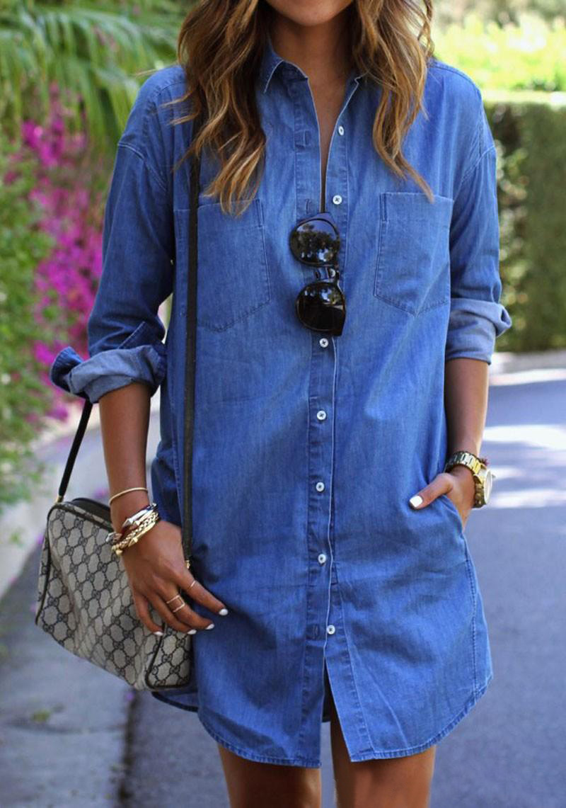 Autumn new fashion women denim dress casual loose long sleeved T shirt dresses plus size free shipping