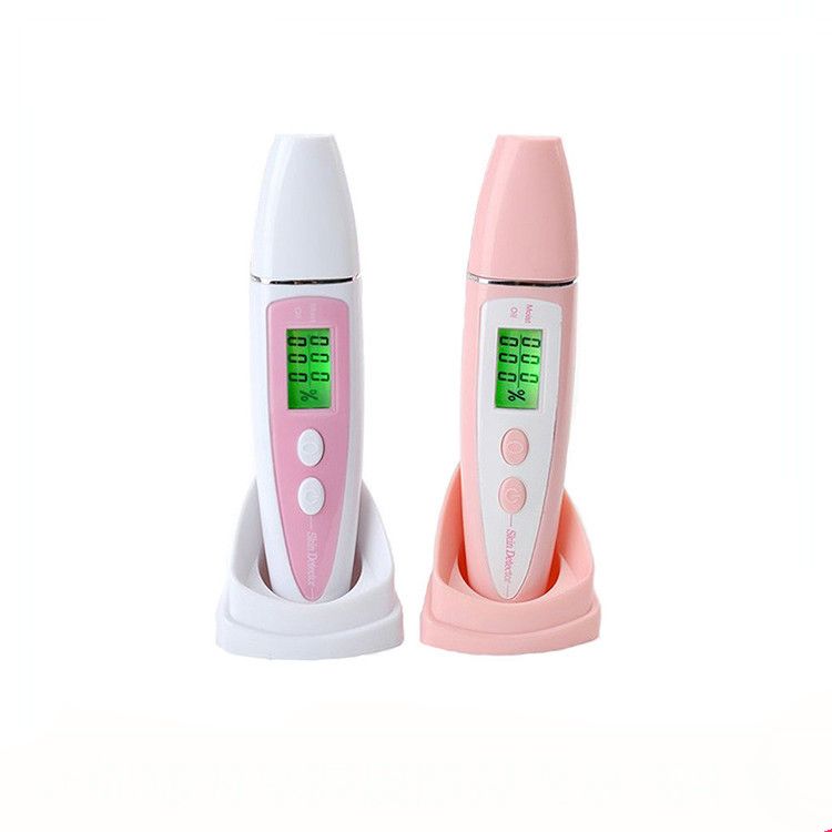 New Arrival Patent Design LCD Display Facial Beauty Equipment Skin Oil Moisture Analyzer Testing Skin Tester Pink White 0609011