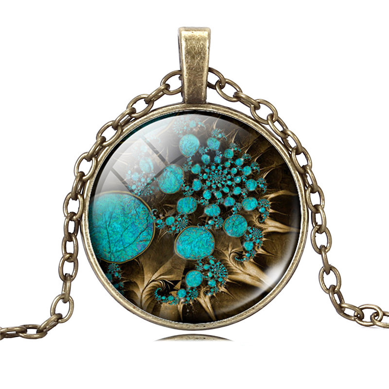 Wholesale-FIBONACCI Spiral Pendant Necklace Fractal Necklace Sacred Geometry Necklace Fashion Silver Color Statement Chain Necklace