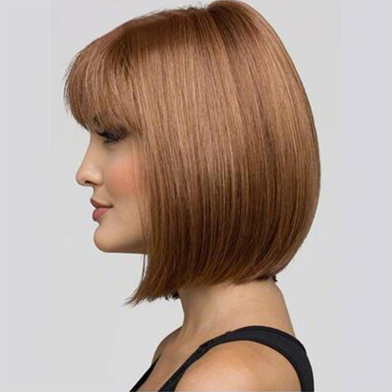 Fashion Short Straight Light Brown Bob Hairstyle Synthetic Hair Wig for Women's Daily Life Cosplay