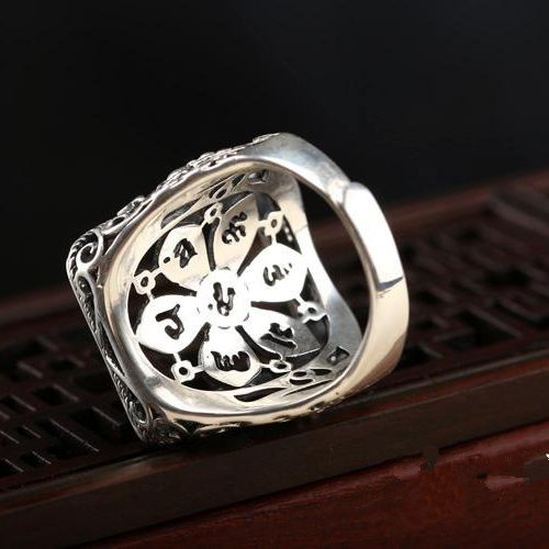 Fine Silver Silver 925 Art Deco Men Ring Generous 15.5x20mm Princess Cabochon Semi Mount