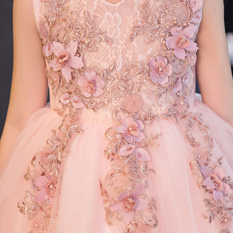 Glizt Appliques Tulle Flower Girl Dress Long Trailing Princess Ball Gown Party Wedding Dress First Communion Dresses for Girl