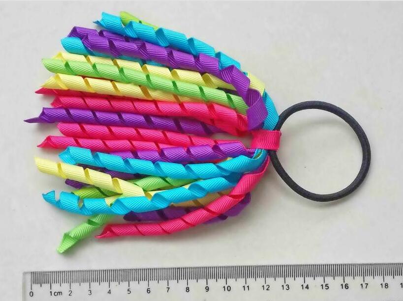18 pcs Girl O A-korker Ponytail holder rainbow hair accessories corker tassel streamers hair flower elastic Curly ribbon headwear PD002 - view 6