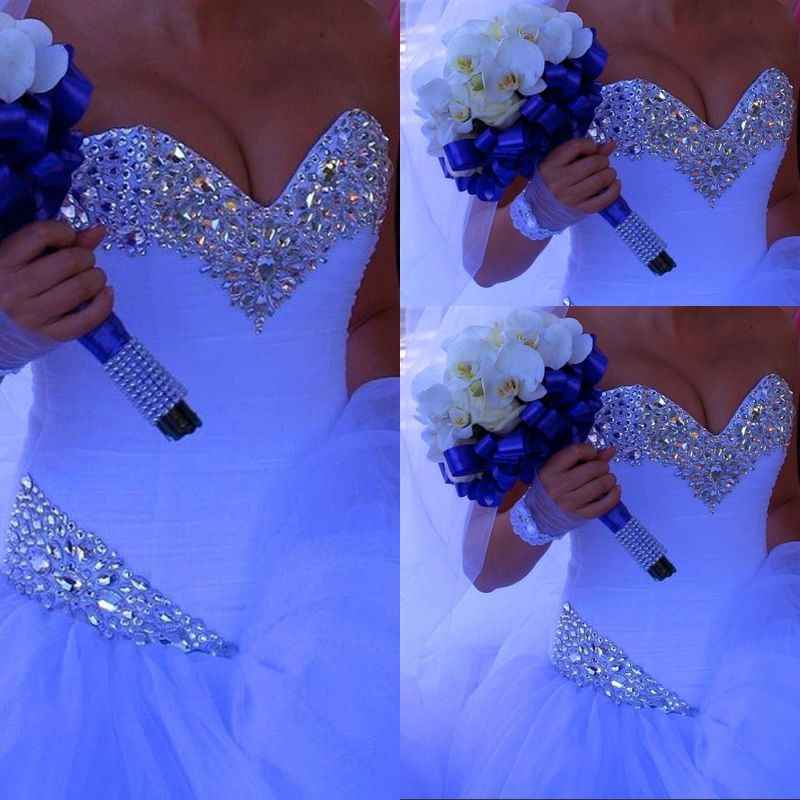 Custom Made sweetheart Ball Gown Wedding Dresses Floor Length White Tulle Crystal vestido de noiva Lace Up Gorgeous Wedding Gowns Sleeveless, Silver
Custom Made sweetheart Ball Gown Wedding Dresses Floor Length White Tulle Crystal vestido de noiva Lace Up Gorgeous Wedding Gowns Sleeveless, Silver