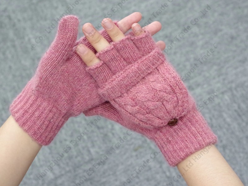 Woolen Women Clamshell Gloves Double Twist Cover With Warm Mittens Half Fingers Fashion