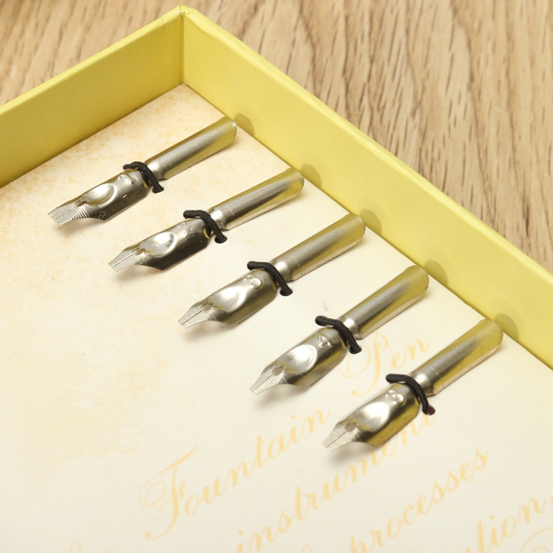 Wholesale-Excellent Antique Quill Feather Dip Pen Writing Ink Set Stationery Gift Box with 5 Nib Wedding Gift Quill Pen Fountain Pen