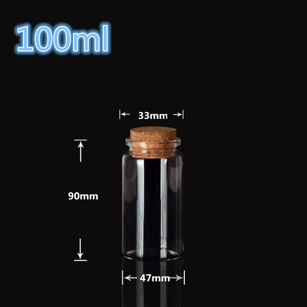 Wholesale- Glass Bottles with Cork Crafts Bottles Jars Weding Gift 50ml 80ml 100ml 150ml Empty Jars Containers Bottles 24pcs Free Shipping