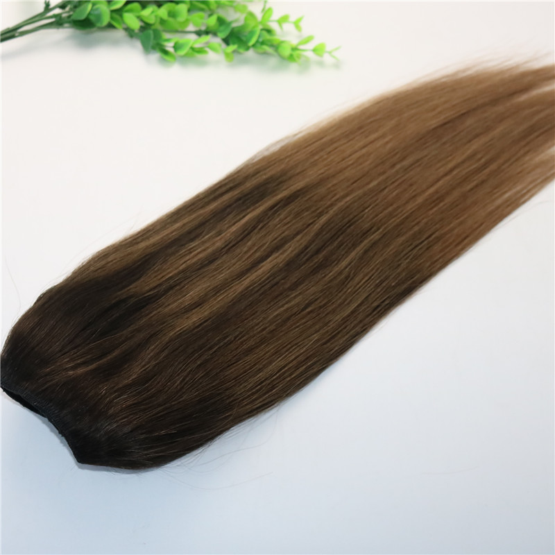 One Piece Clip In Human Hair Extensions 5Clips With Lace Straight Brazilian Virgin Hair Ombre Dark Brown Balayage 2/6