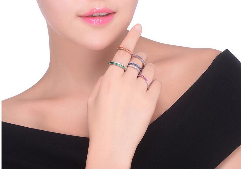 New Women Fashion Jewelry Victoria 925 Sterling Silver Multi Gemstones 5A Cubic Zirconia Women Wedding Band Ring For Lover's Gift