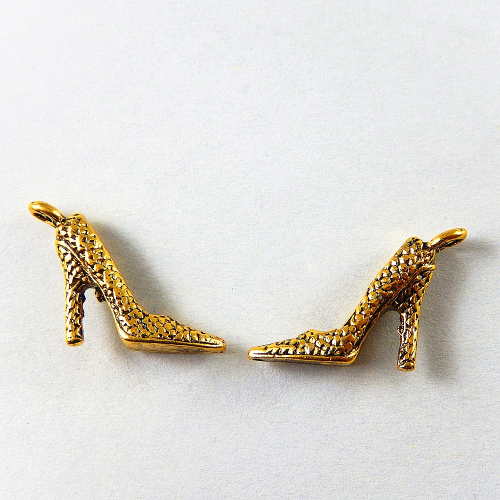 Wholesale-20pcs/pack Gold High-heel Shoes Charms Vintage Women Necklace Pendant 23*14*4mm Jewelry Bracelet Accessories Fine Handmade 51173