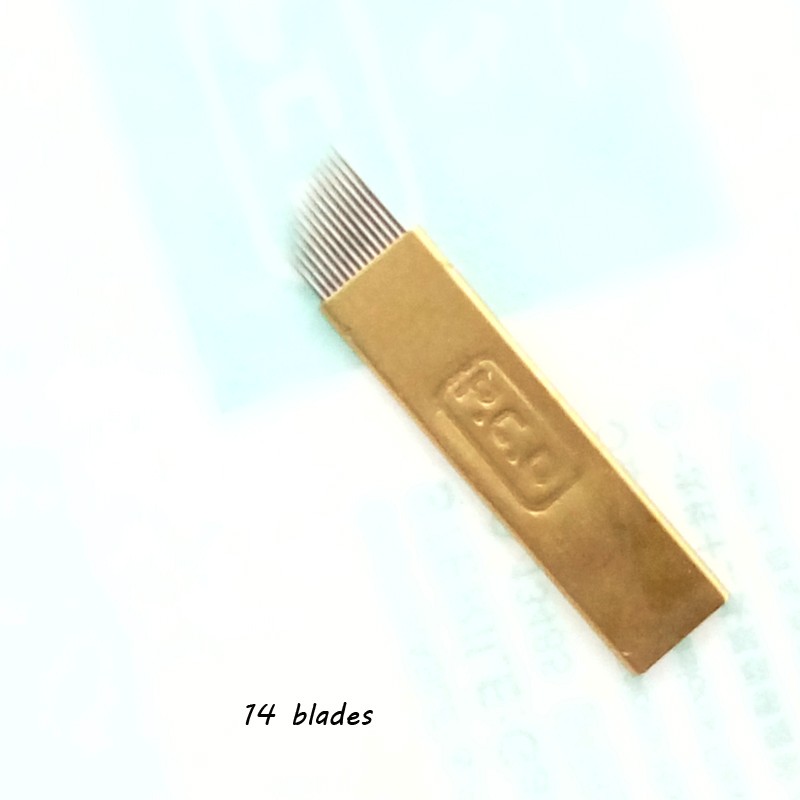 Wholesale Professional 100pcs PCD 12-14 Prong flat Permanent Makeup Manual Needle Blades for microblading Free shipping