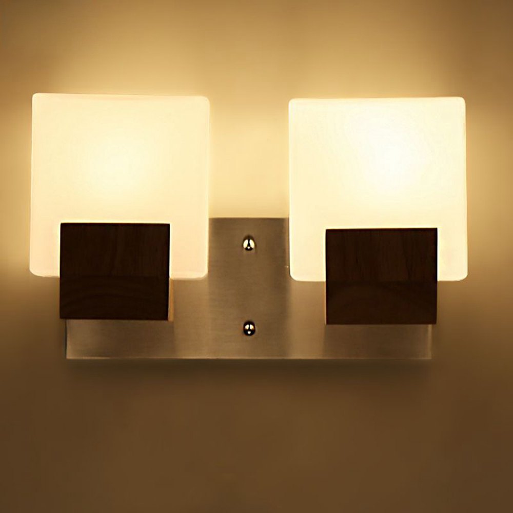 Japanese Contracted Wooden Corridor Wall Lamp Chinese Bedroom Wall Sconce White Acrylic Cube Bedsides Stair Case Wall Lighting Fixtures