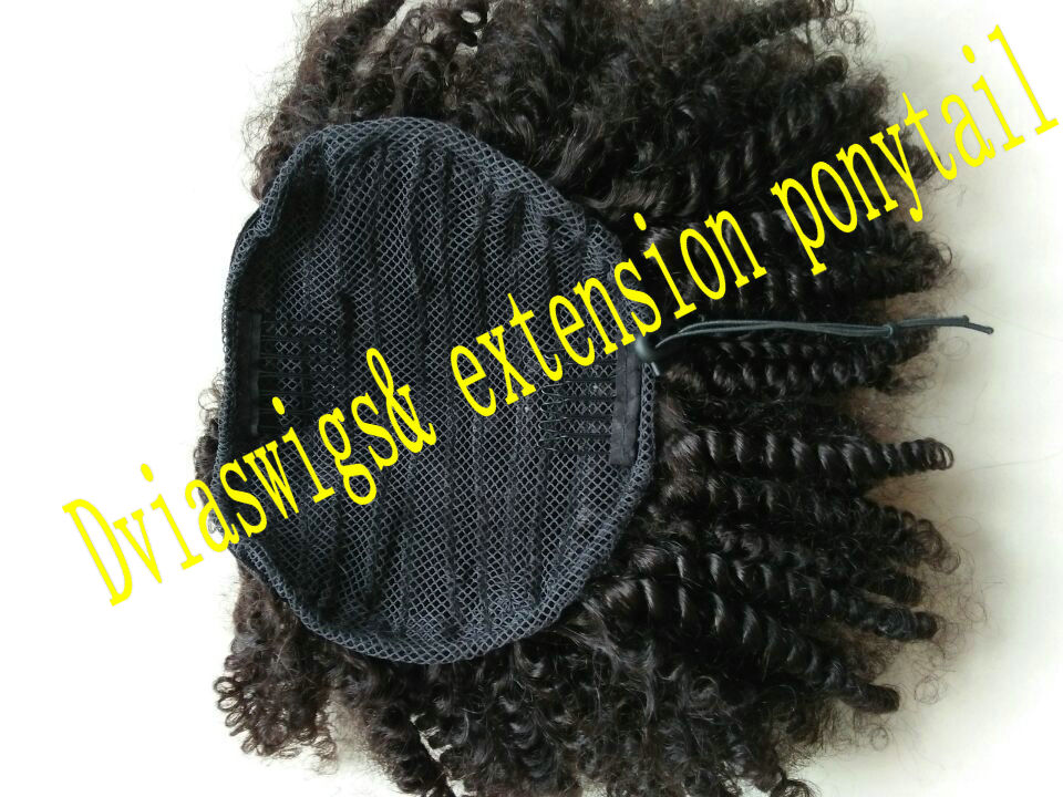 short high ponytail hairpiece afro curly Puff drawstring ponytail for black women, puff curly brown Indian virgin hair extension